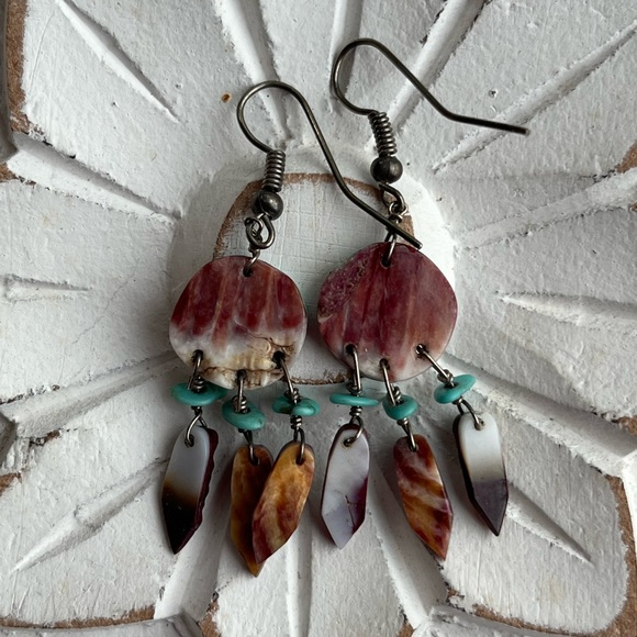 Turquoise & albacore dream catcher earrings - Picture 3 of 4